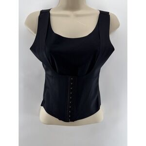 WOMAN'S UNBRANDED BLACK CAMISOLE SHAPER .HIDES TUMMY CONTROL. HOOK & EYE.SZ‎ 2XL